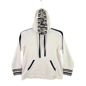 Womens Chicos Ivory Hoodie Striped Hood & Cuffs Trim Polyester Stretch Size 2